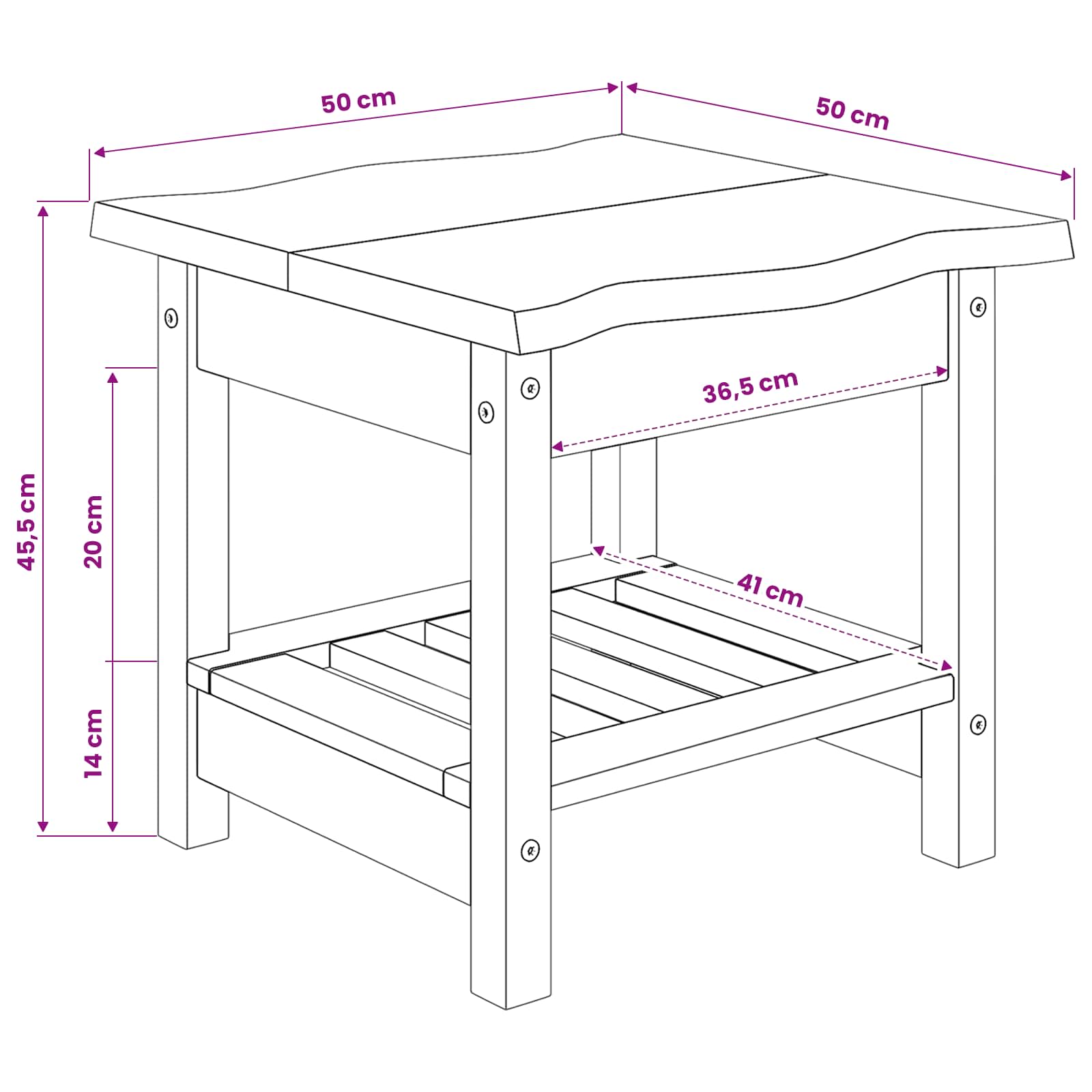 Tavolo laterale con lo scaffale EKAI Bianco 50 x 50 x 45,5 cm | homemem39