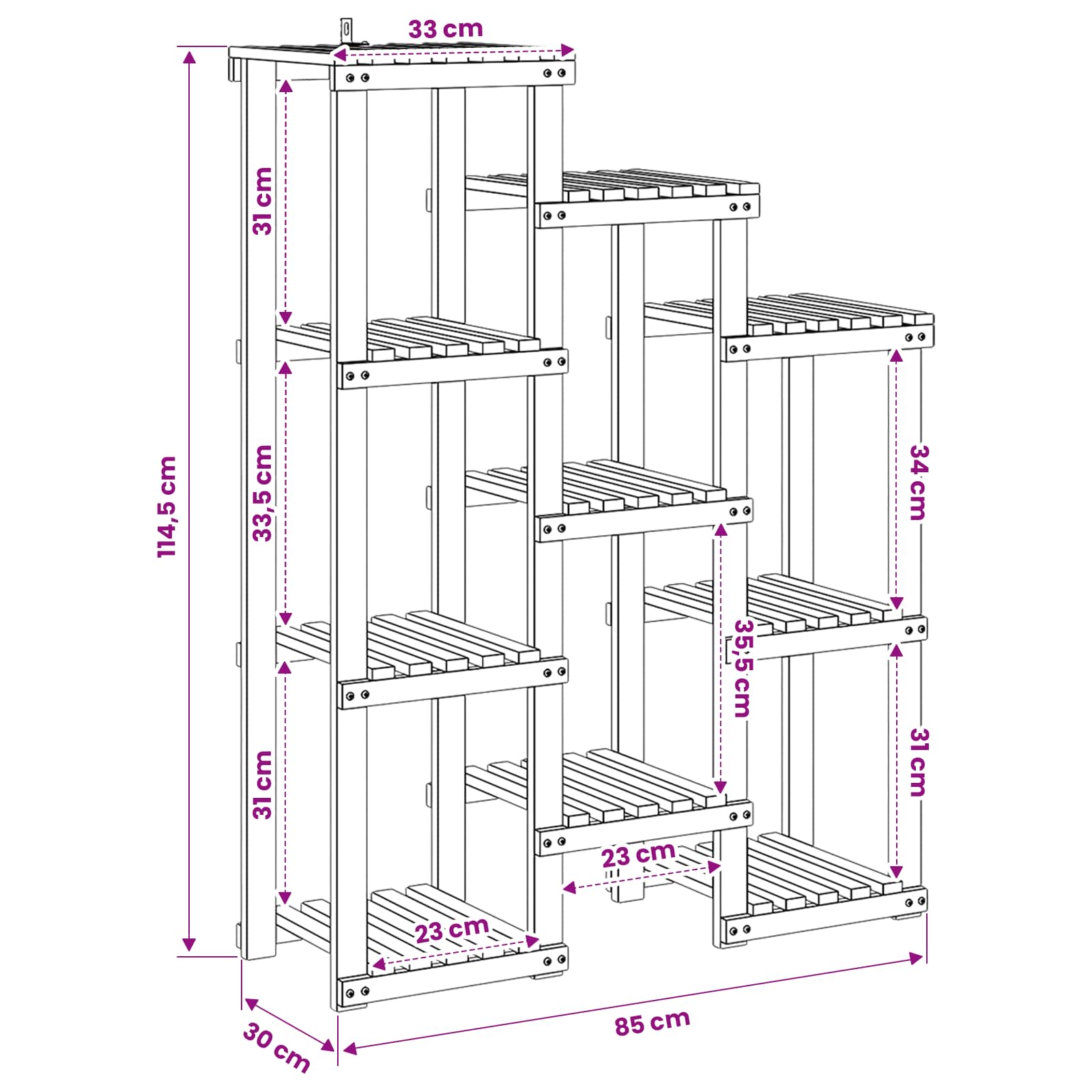 Supporto per piante Bianco 85 x 30 x 114,5 cm | homemem39