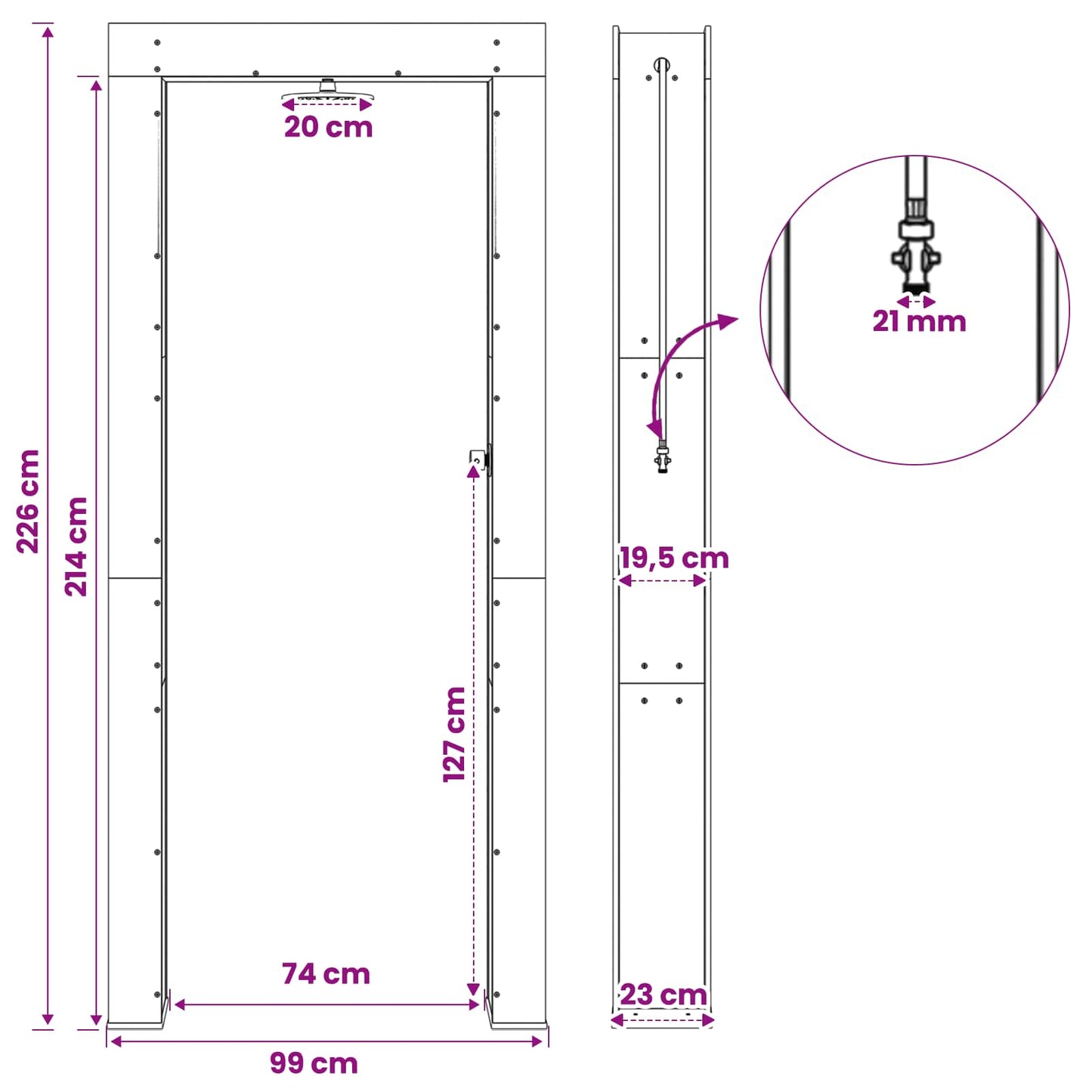 Doccia da esterno 226 cm Bianco | homemem39