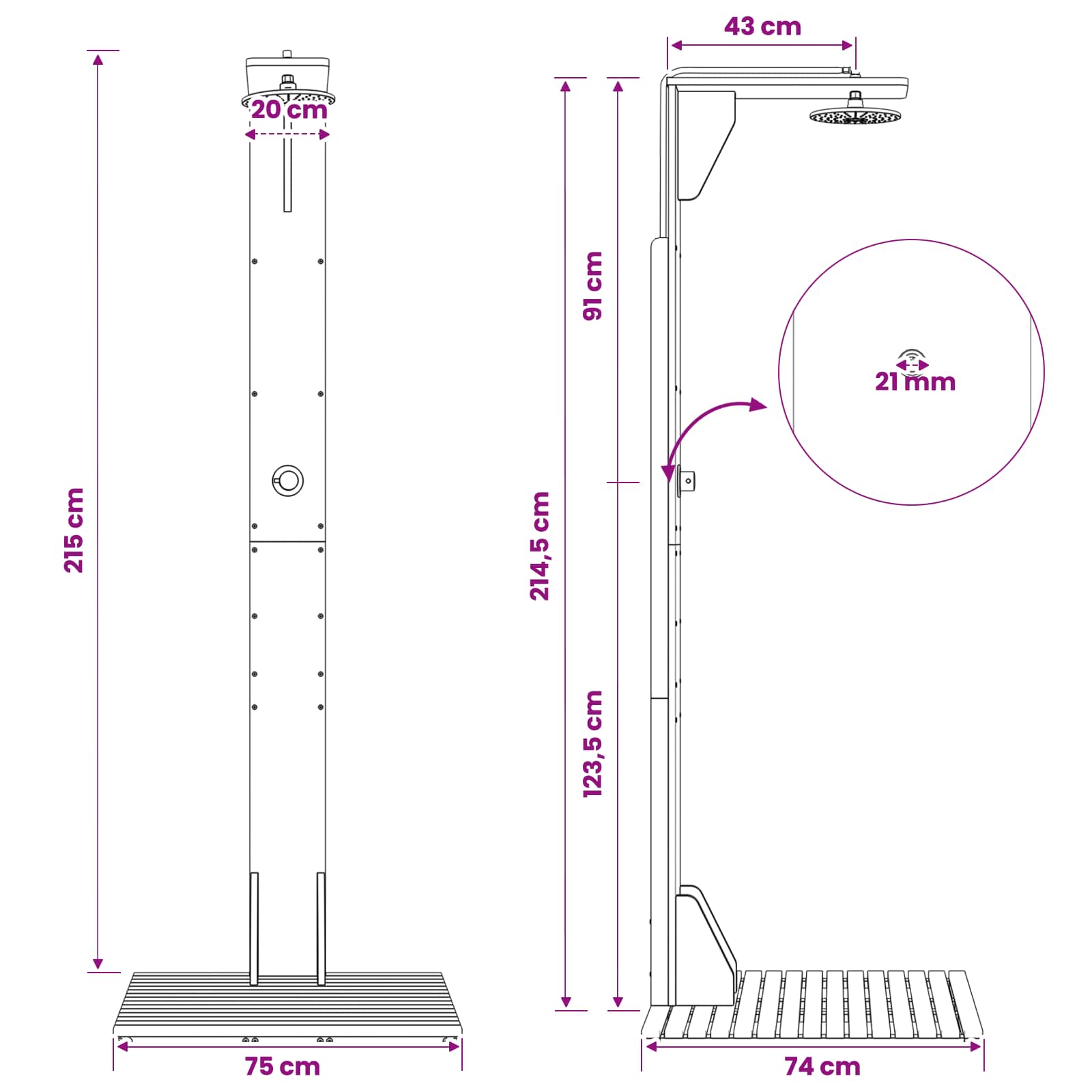 Doccia da esterno 219 cm Naturale | homemem39