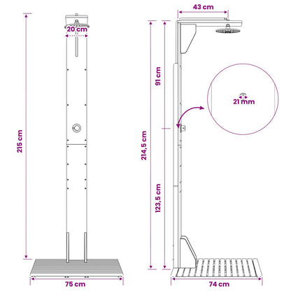 Doccia da esterno 219 cm Bianco | homemem39
