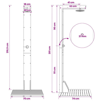 Doccia da esterno 210,5 cm Bianco | homemem39