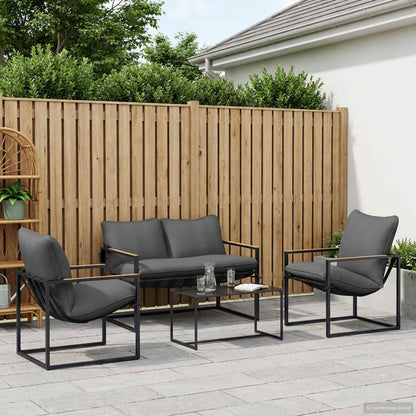 Set Divano da Giardino 4 pcs Nero e antracite Acciaio | homemem39