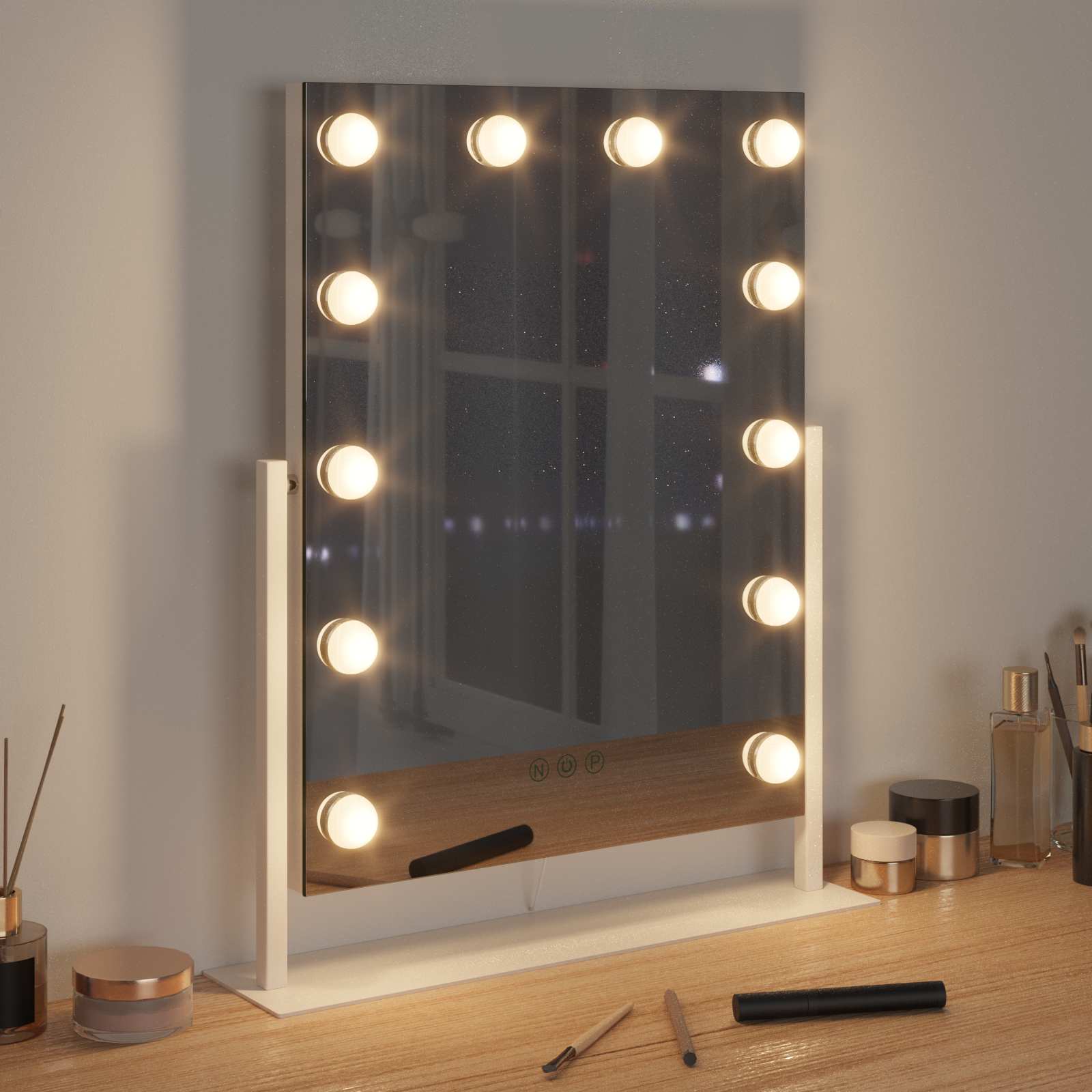 Specchio LED da Vanità Bianco 44 x 10 x 53 cm Vetro e acciaio | homemem39
