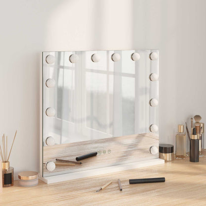 Specchio LED da Vanità Bianco 50 x 10 x 44 cm Vetro e acciaio | homemem39