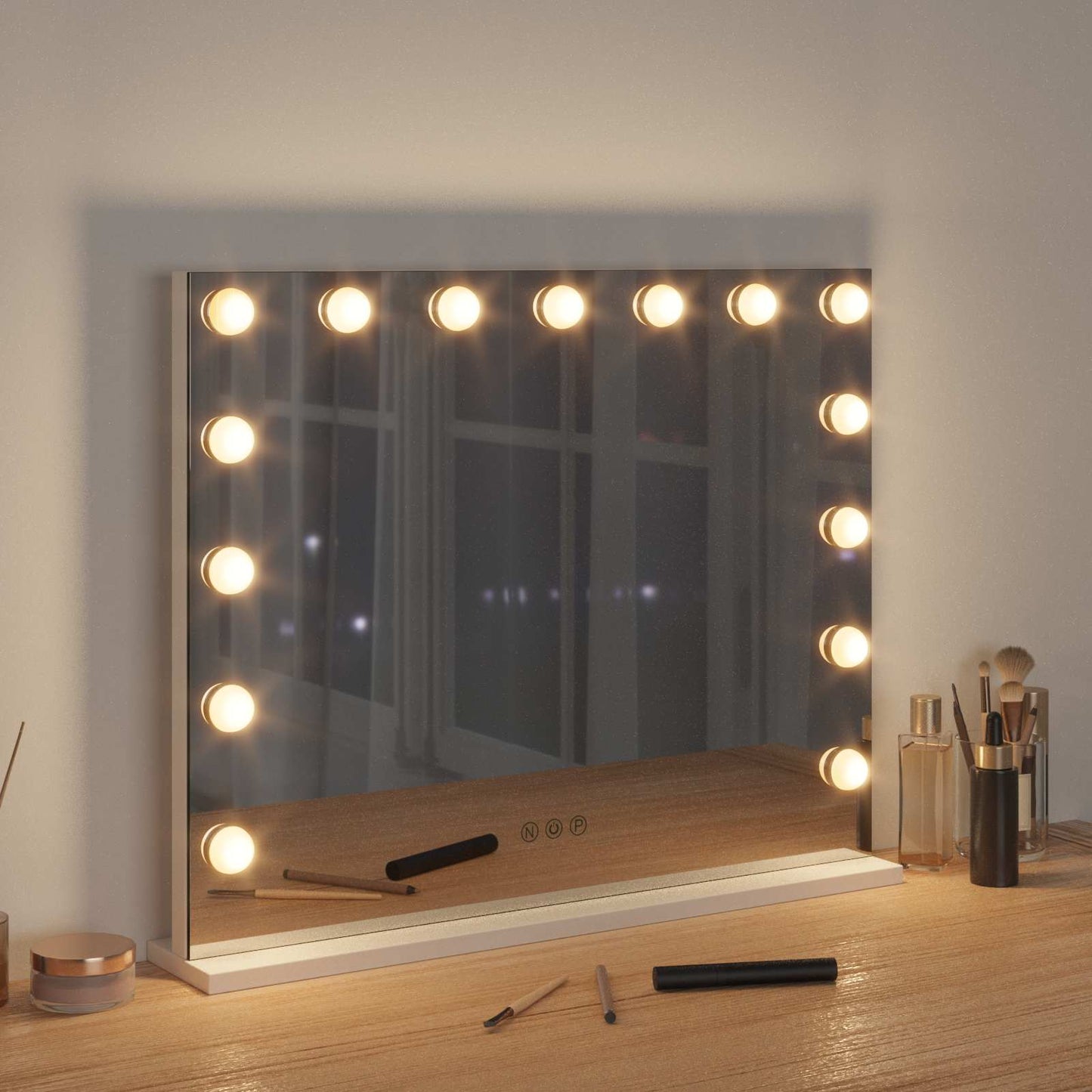 Specchio LED da Vanità Bianco 58 x 10 x 47 cm Vetro e acciaio | homemem39