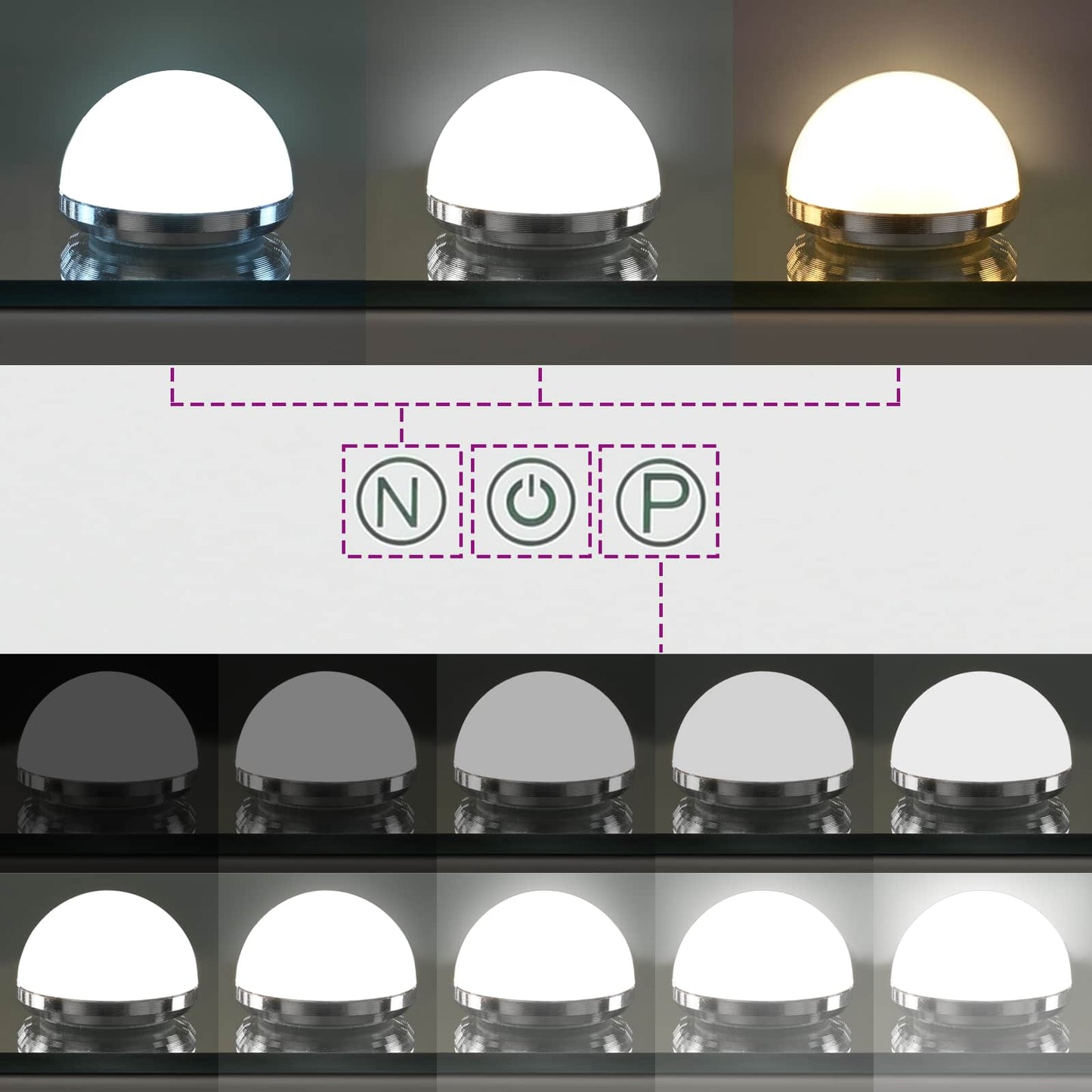 Specchio LED da Vanità Bianco 80 x 10 x 52,5 cm Vetro e acciaio | homemem39