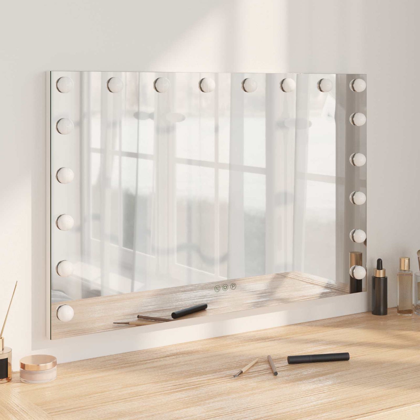 Specchio LED da Vanità Bianco 80 x 10 x 52,5 cm Vetro e acciaio | homemem39