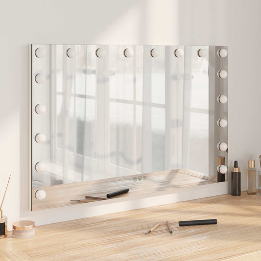 Specchio LED da Vanità Bianco 80 x 10 x 52,5 cm Vetro e acciaio | homemem39