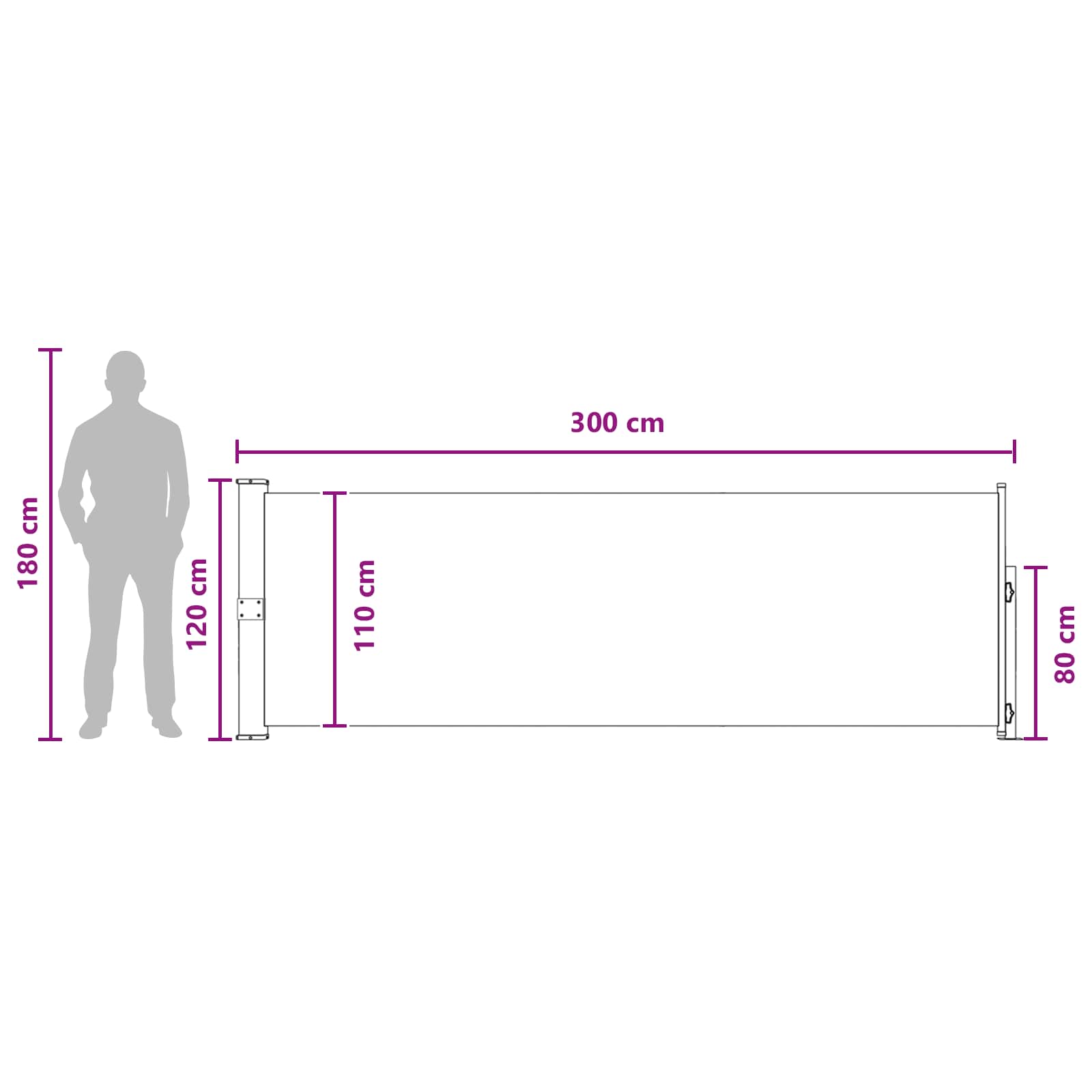 Tenda laterale retrattile Antracite 300 x 120 cm Poliestere | homemem39