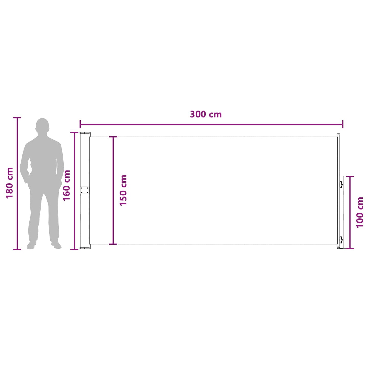 Tenda laterale retrattile 160 x 300 cm | homemem39