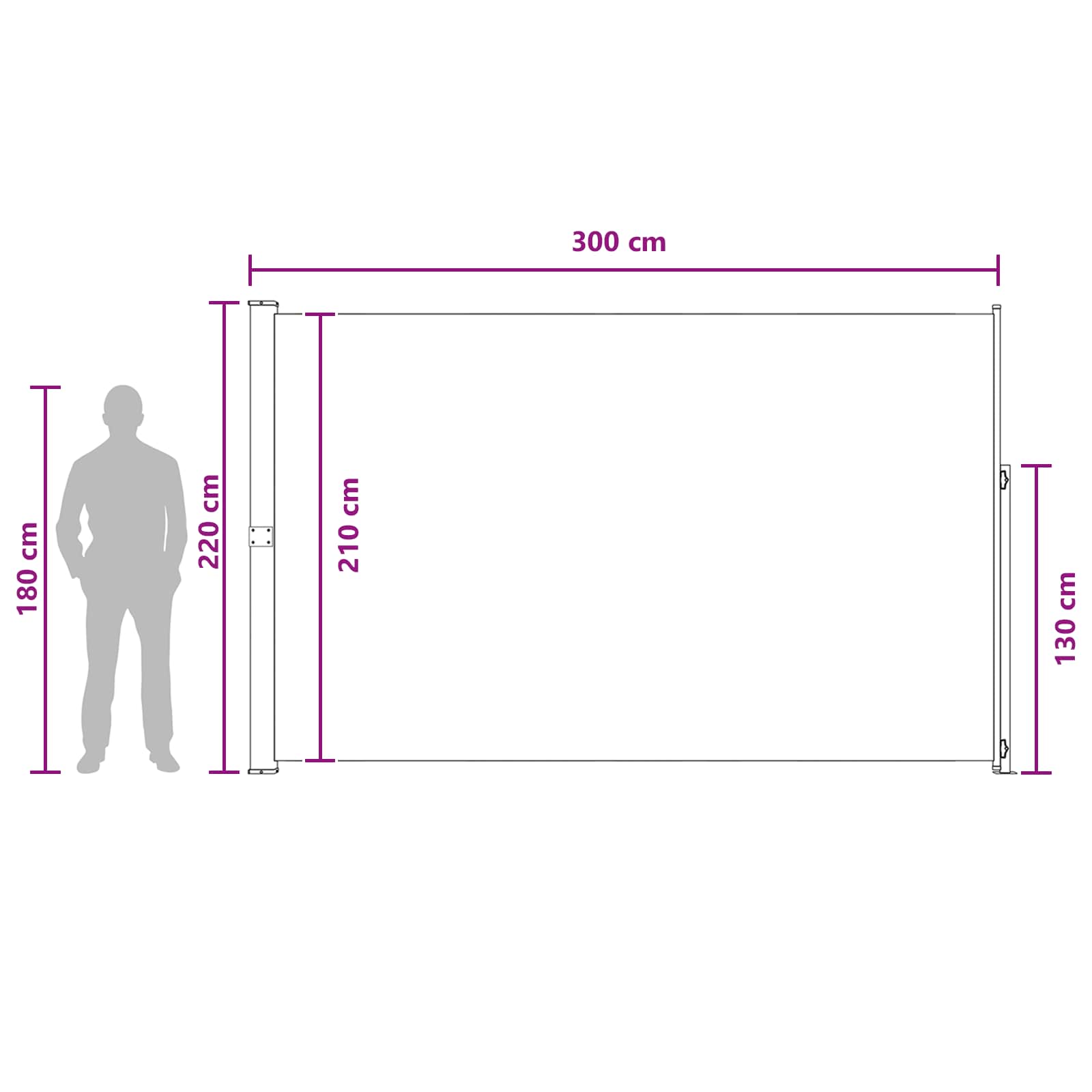 Tenda laterale retrattile Beige 300 x 220 cm Poliestere | homemem39