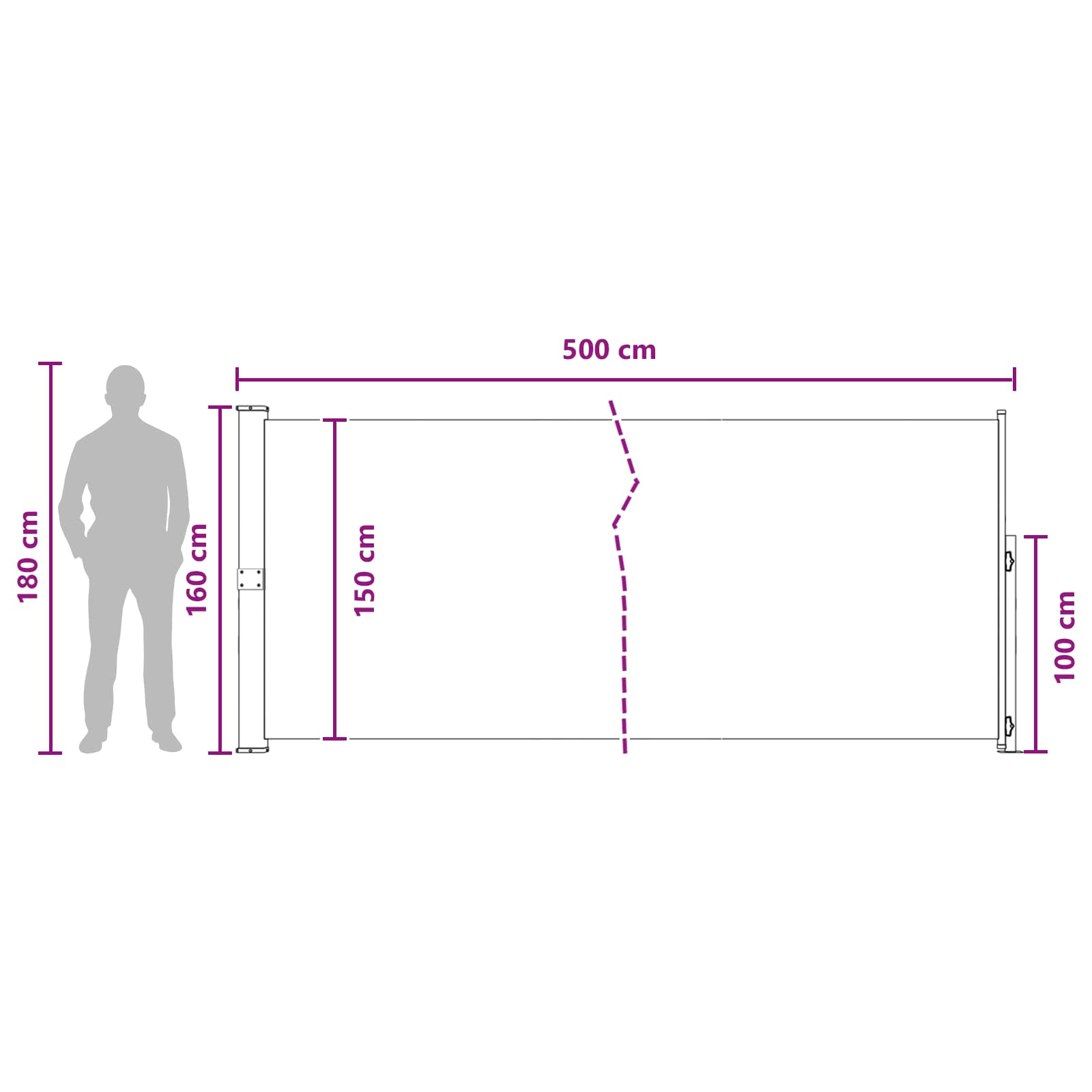 Tenda laterale retrattile Tortora 500 x 160 cm Poliestere | homemem39