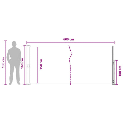 Tenda laterale retrattile Beige 600 x 160 cm Poliestere | homemem39