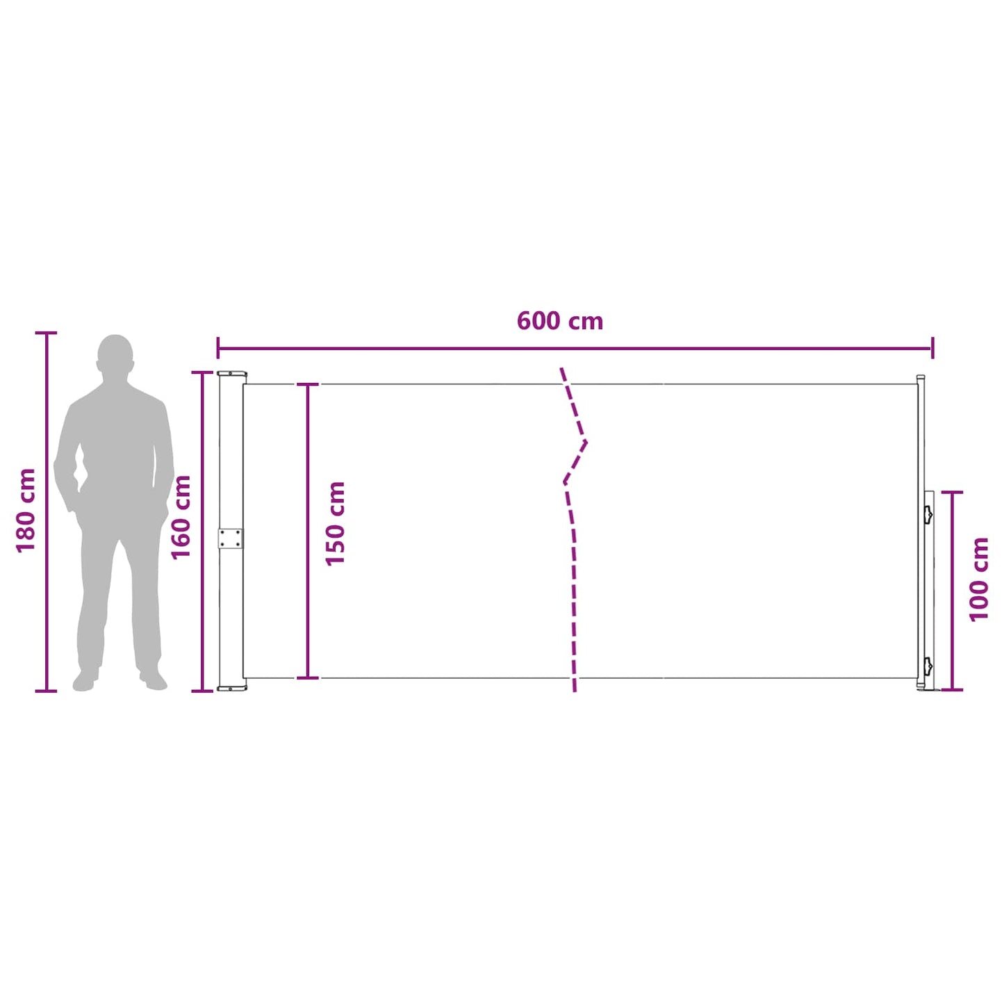 Tenda laterale retrattile Tortora 600 x 160 cm Poliestere | homemem39