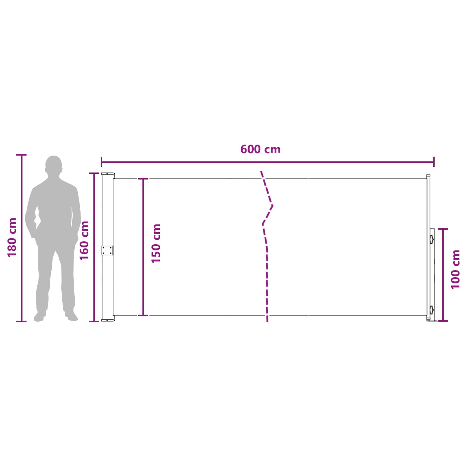 Tenda laterale retrattile Tortora 600 x 160 cm Poliestere | homemem39