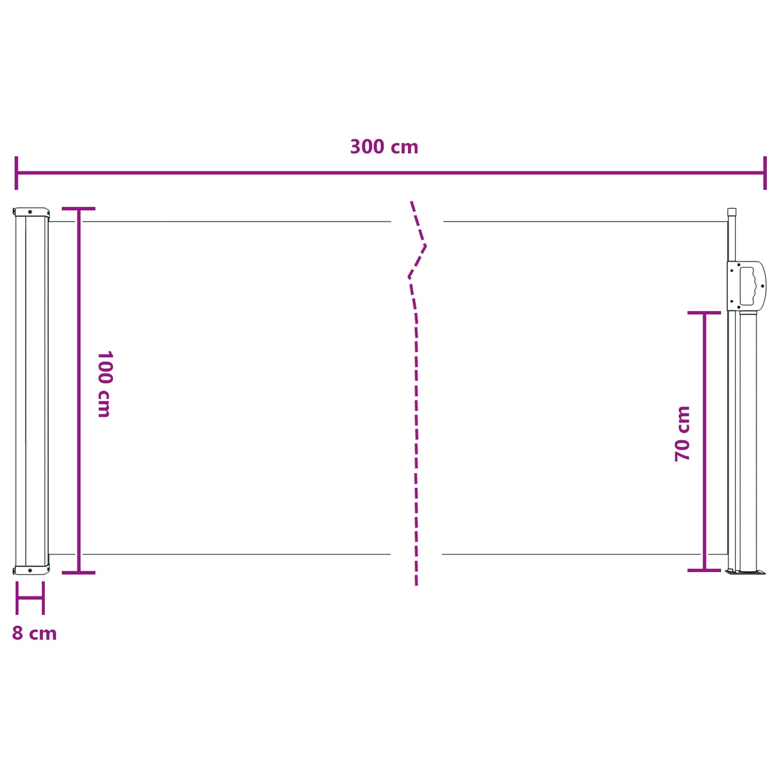Tenda laterale retrattile Grigio 300 x 100 cm Poliestere | homemem39