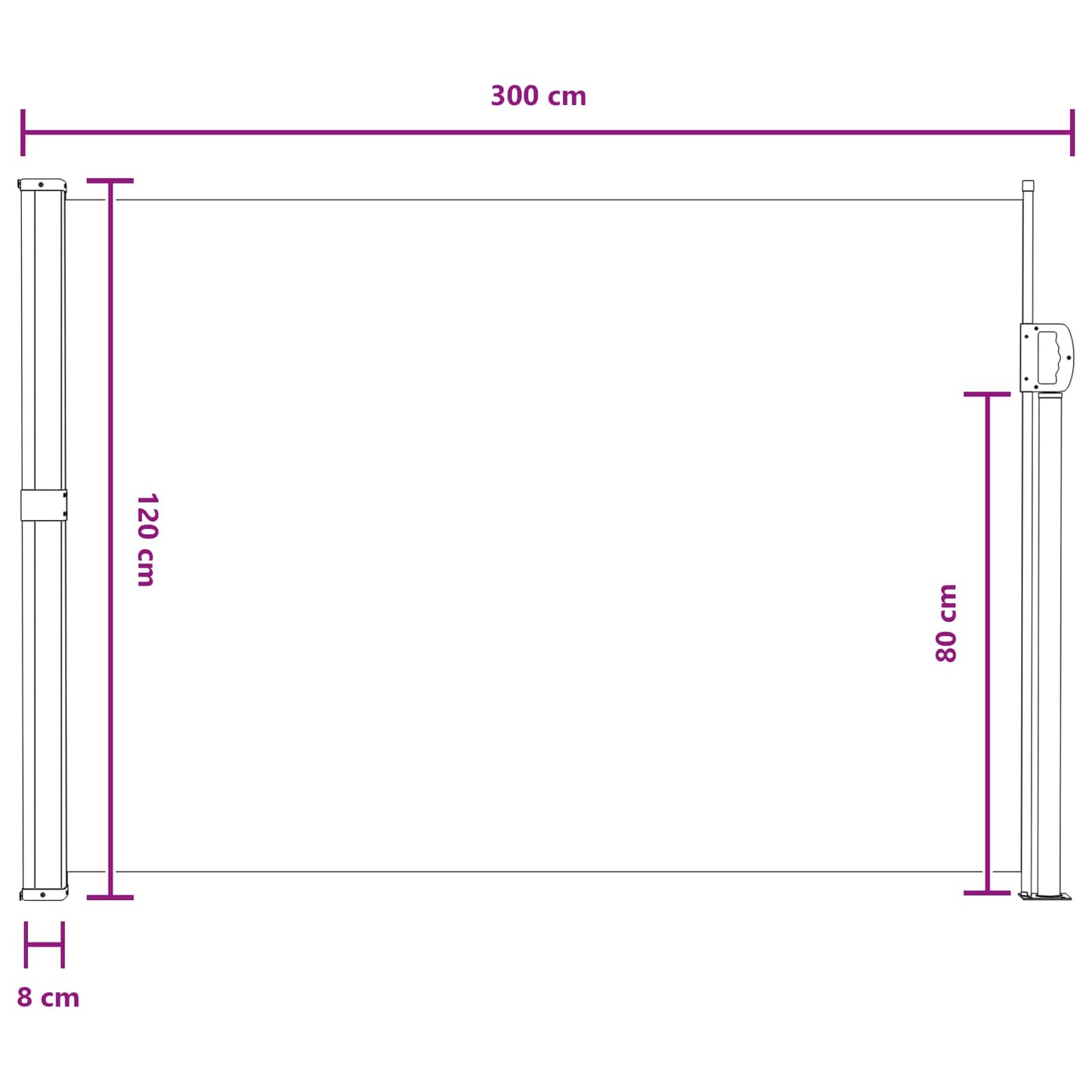 Tenda laterale retrattile Grigio 300 x 117 cm Poliestere | homemem39