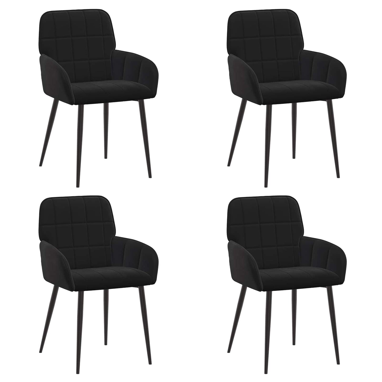 Sedie da pranzo 4 pcs Velluto Nero 57 x 50 x 85 cm | homemem39