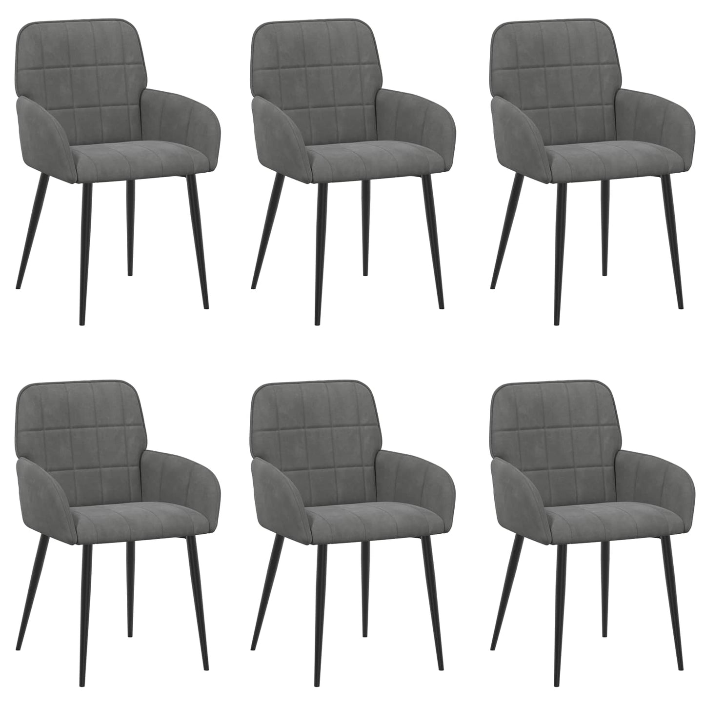 Sedie da pranzo 6 pcs Velluto Grigio Scuro 57 x 50 x 85 cm