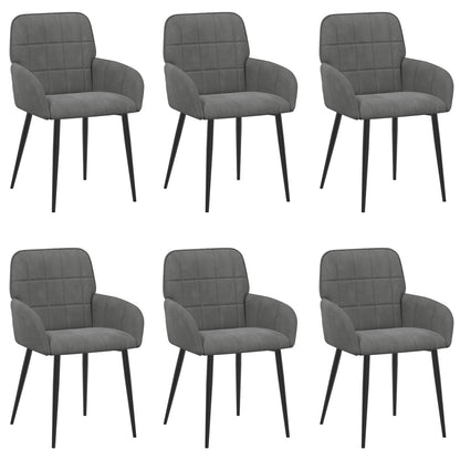 Sedie da pranzo 6 pcs Velluto Grigio Scuro 57 x 50 x 85 cm