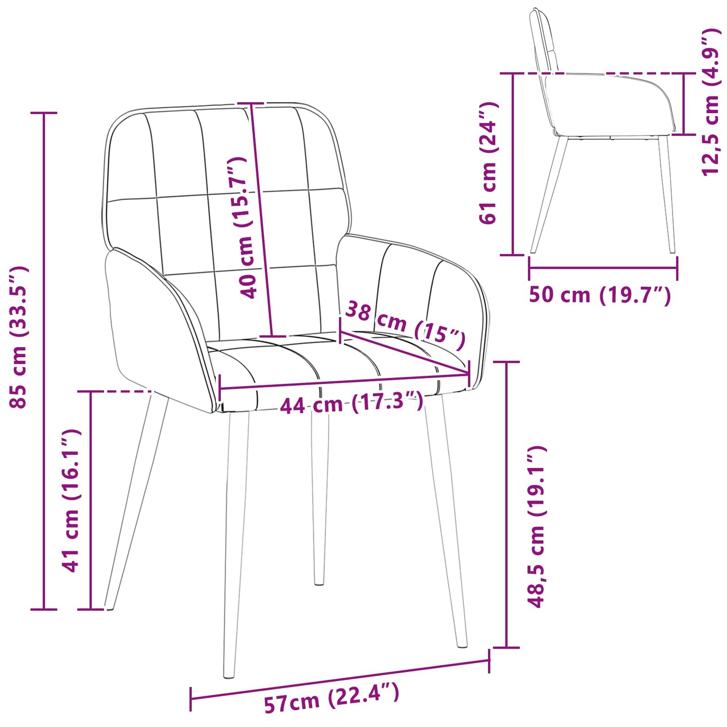 Sedie da pranzo 6 pcs Velluto Grigio Scuro 57 x 50 x 85 cm | homemem39