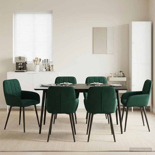 Sedie da pranzo 6 pcs Velluto Verde Scuro 57 x 50 x 85 cm | homemem39