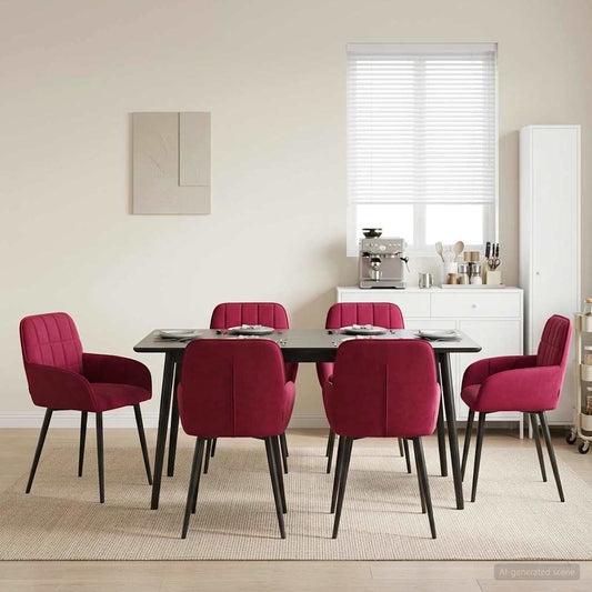 Sedie da pranzo 6 pcs Velluto Rosso Vino 57 x 50 x 85 cm | homemem39