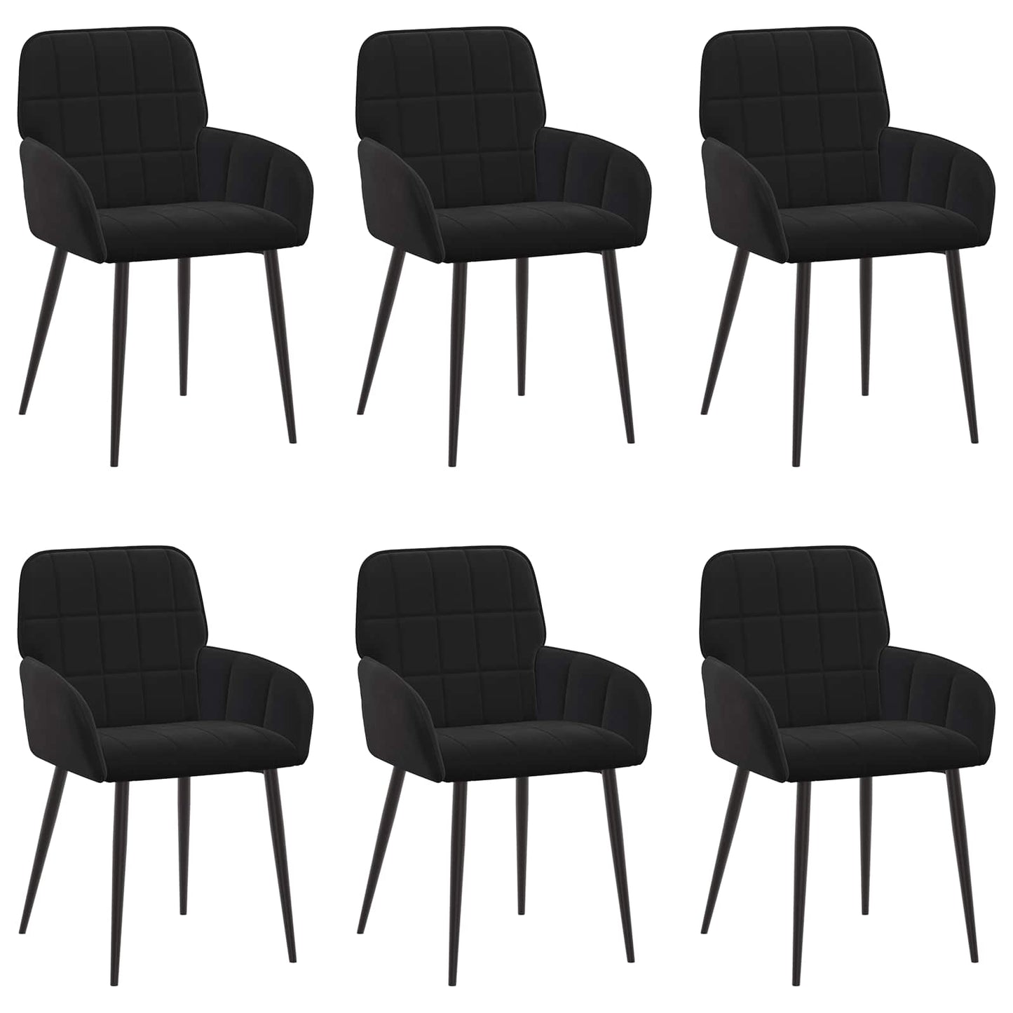 Sedie da pranzo 6 pcs Velluto Nero 57 x 50 x 85 cm | homemem39