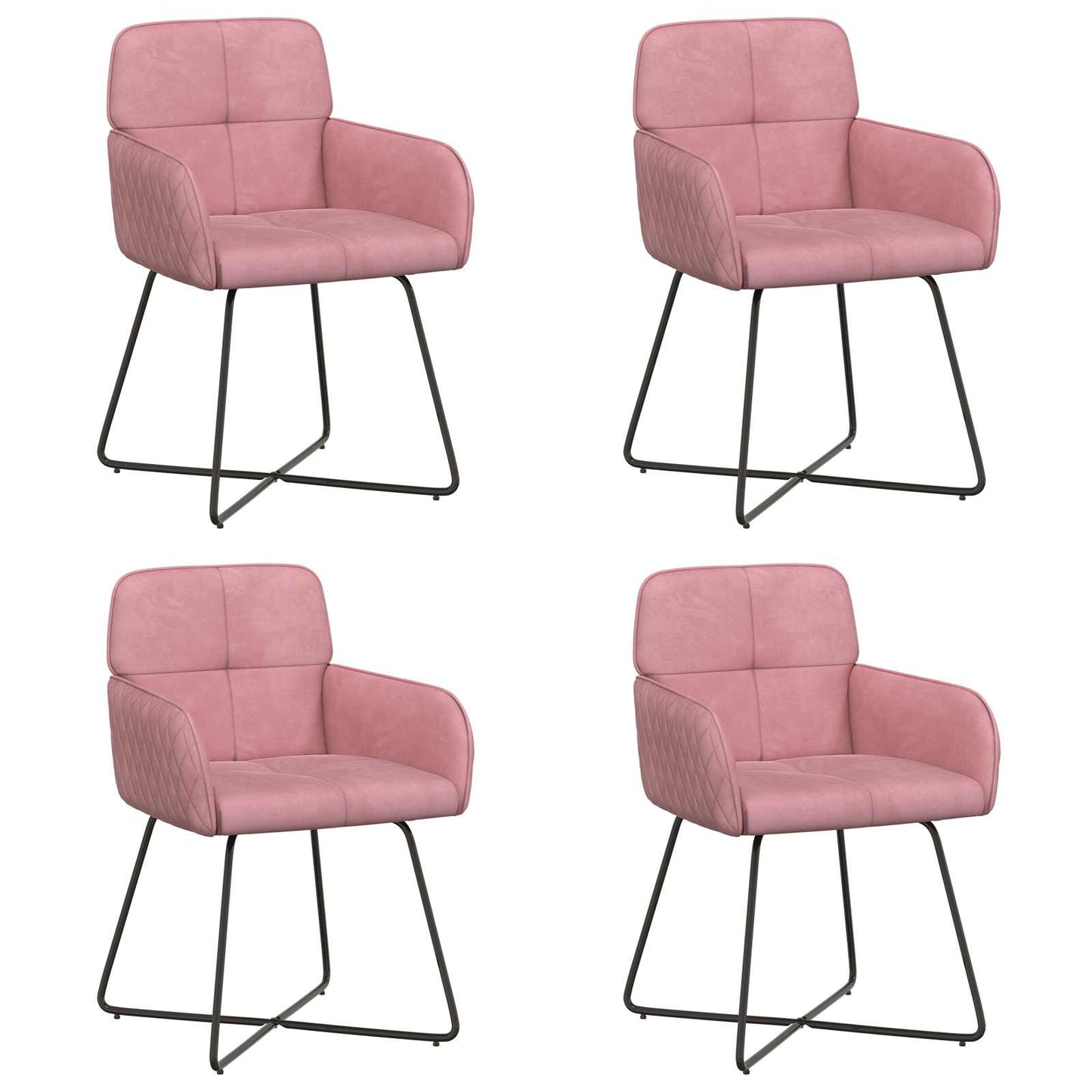 Sedie da pranzo 4 pcs Velluto Rosa 59 x 56,5 x 86 cm | homemem39