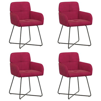 Sedie da pranzo 4 pcs Velluto Rosso Vino 59 x 56,5 x 86 cm | homemem39
