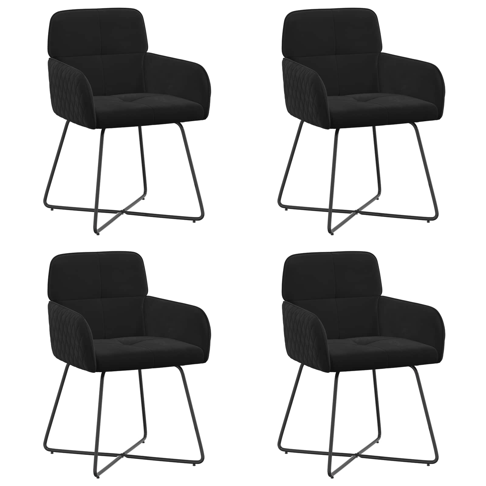 Sedie da pranzo 4 pcs Velluto Nero 59 x 56,5 x 86 cm | homemem39
