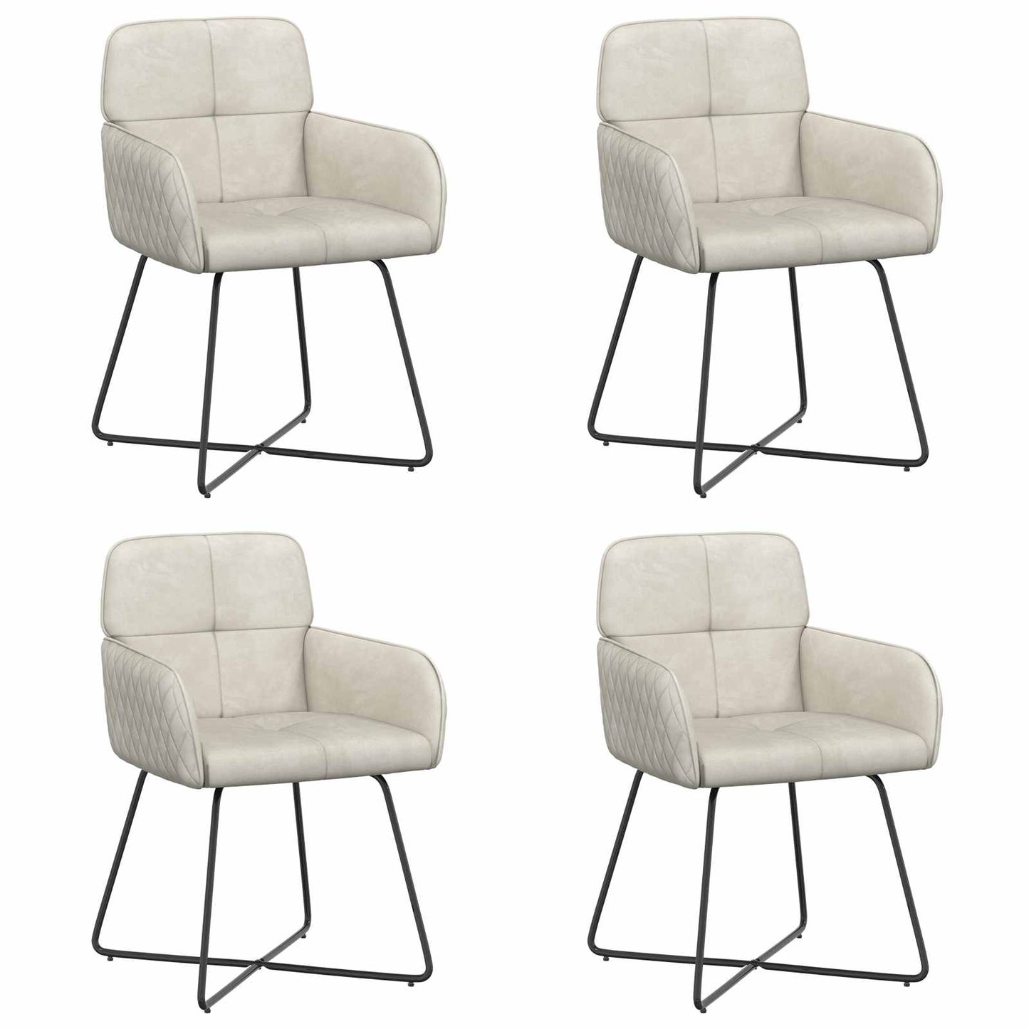 Sedie da pranzo 4 pcs Velluto Crema 59 x 56,5 x 86 cm | homemem39