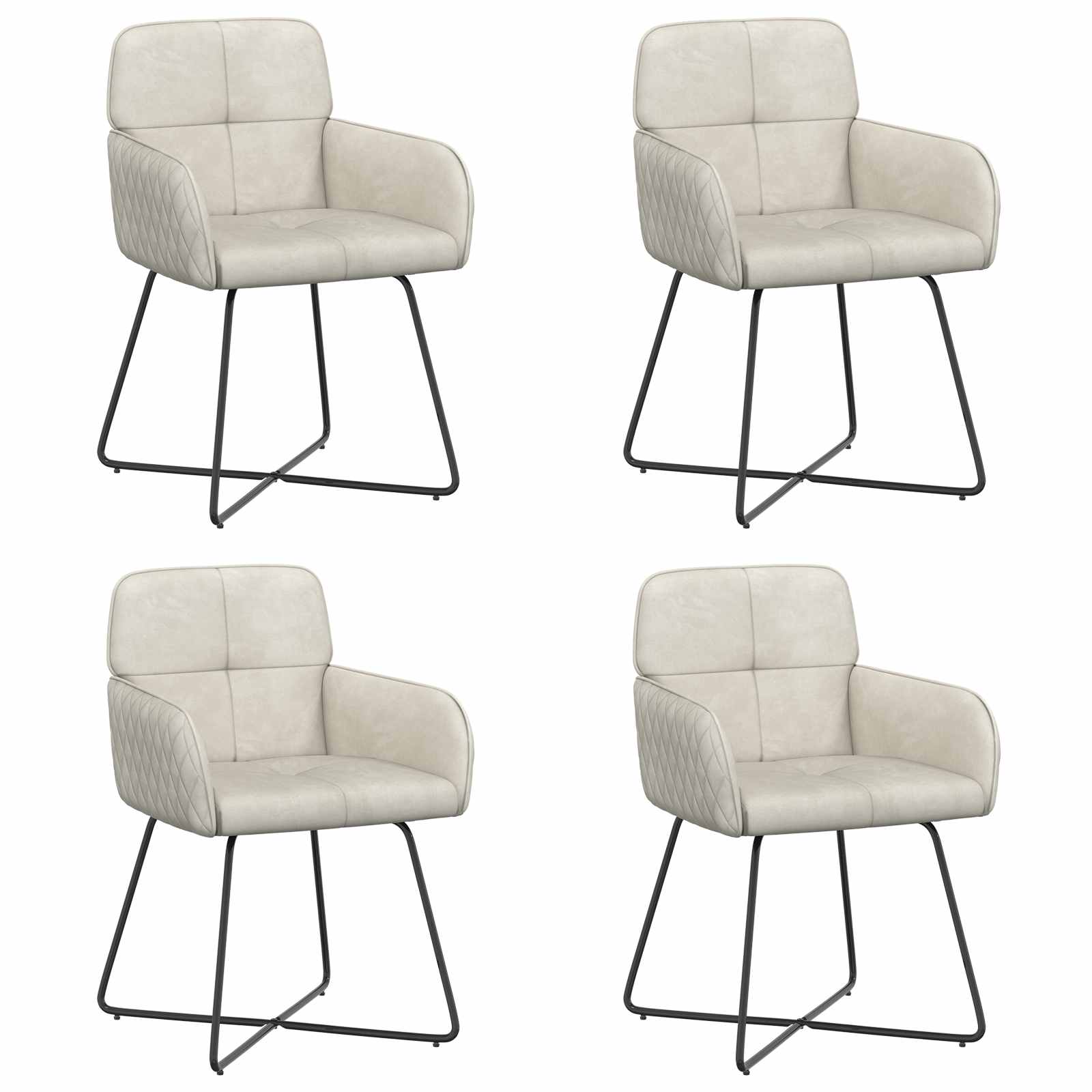 Sedie da pranzo 4 pcs Velluto Crema 59 x 56,5 x 86 cm | homemem39