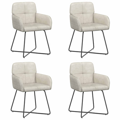 Sedie da pranzo 4 pcs Velluto Crema 59 x 56,5 x 86 cm | homemem39
