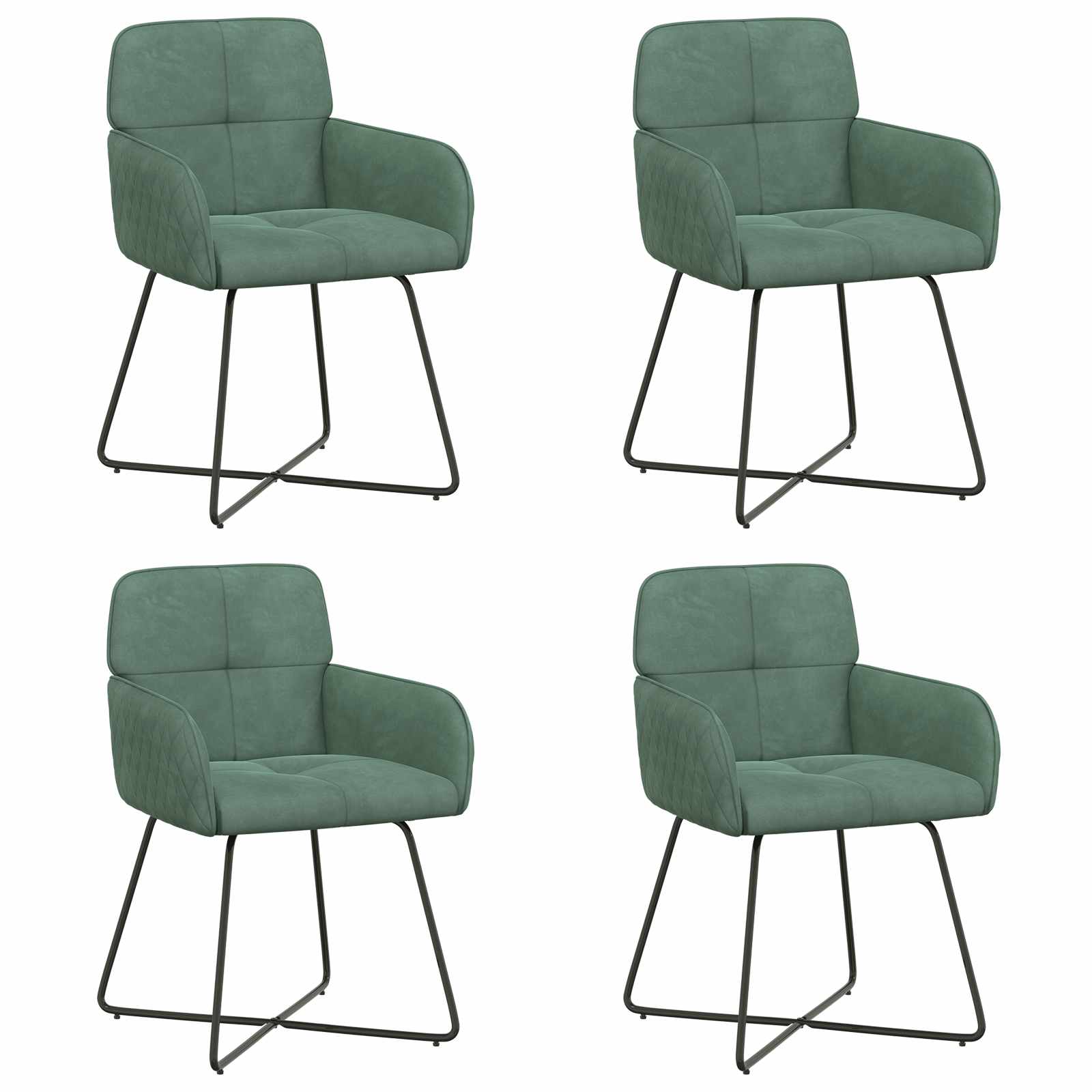 Sedie da pranzo 4 pcs Velluto Verde Mare 59 x 56,5 x 86 cm | homemem39