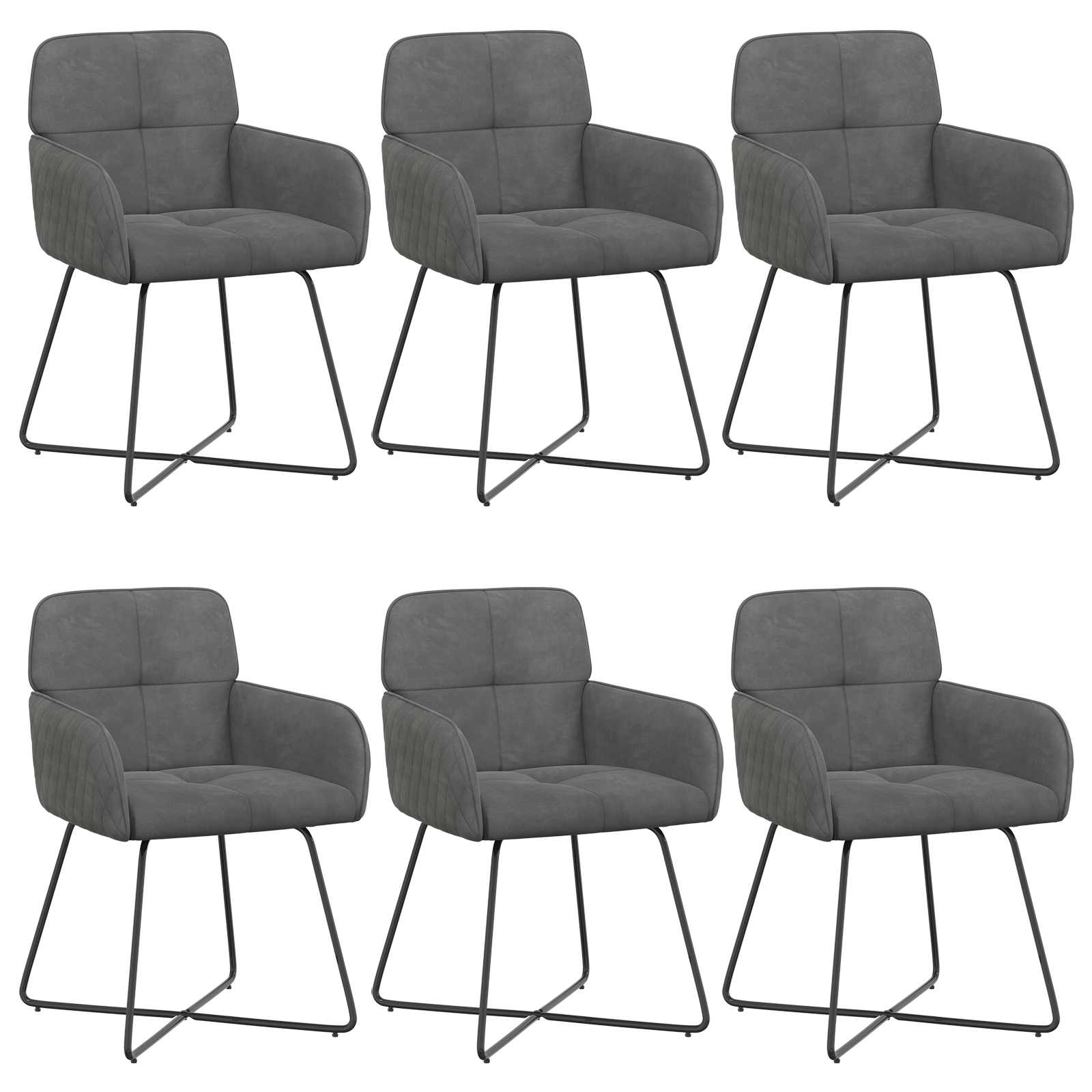 Sedie da pranzo 6 pcs Velluto Grigio Scuro 59 x 56,5 x 86 cm | homemem39