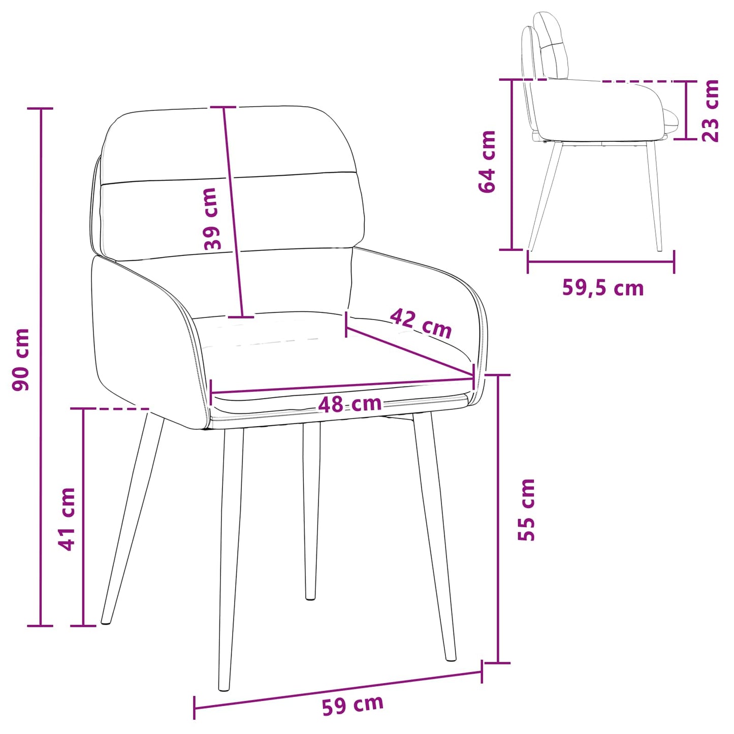 Sedie da pranzo 6 pcs Velluto Nero 59 x 59,5 x 90 cm | homemem39