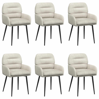 Sedie da pranzo 6 pcs Velluto Crema 59 x 59,5 x 90 cm | homemem39