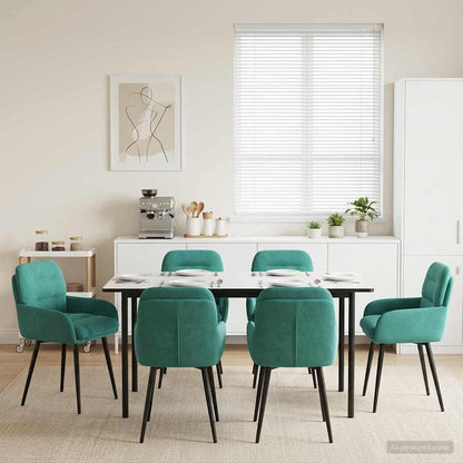 Sedie da pranzo 6 pcs Velluto Turchese 59 x 59,5 x 90 cm