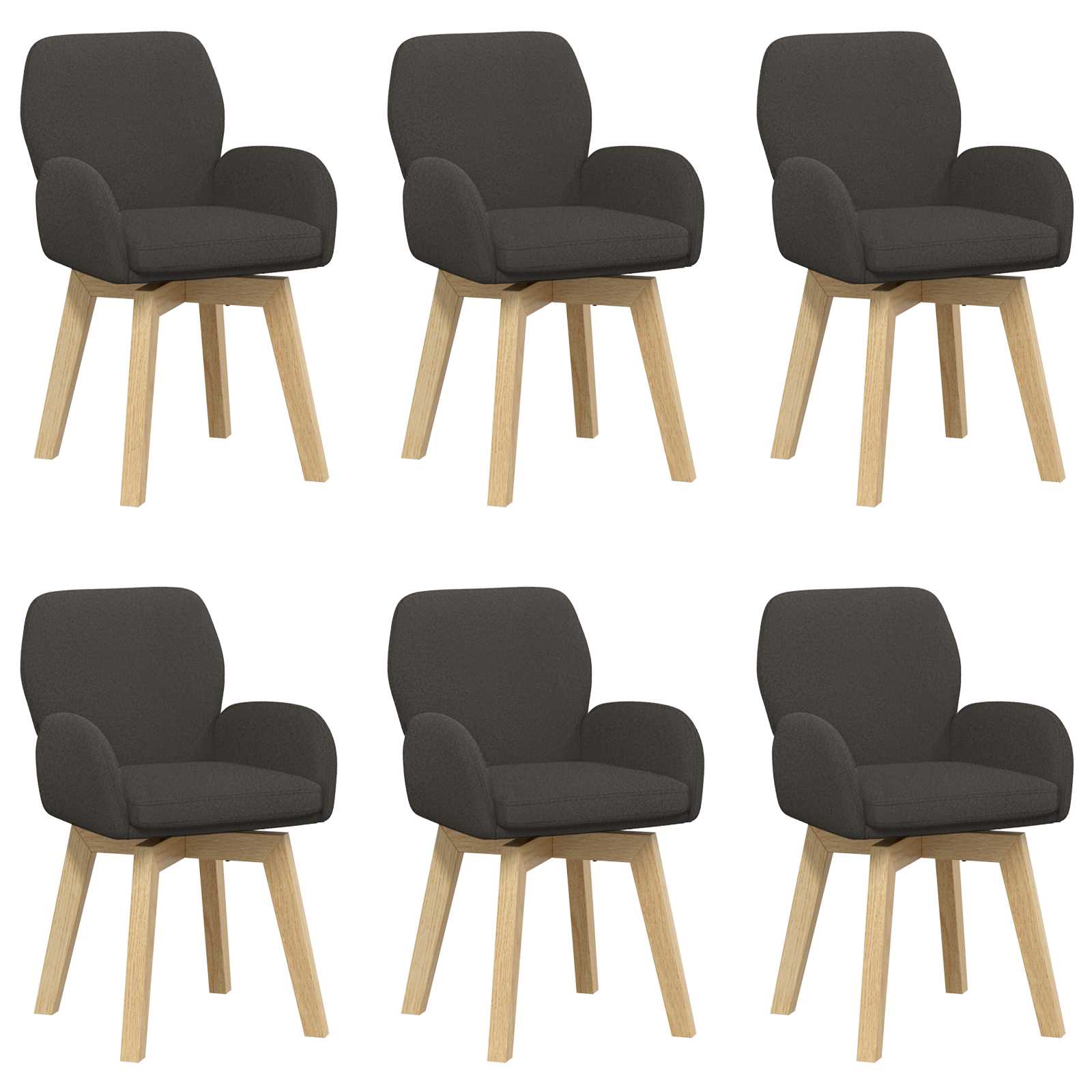 Sedie da pranzo girevoli 6 pcs Bouclé Grigio Scuro | homemem39