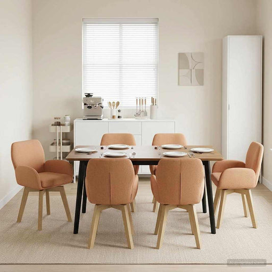 Sedie da pranzo girevoli 6 pcs Bouclé Beige 54 x 58 x 87 cm | homemem39