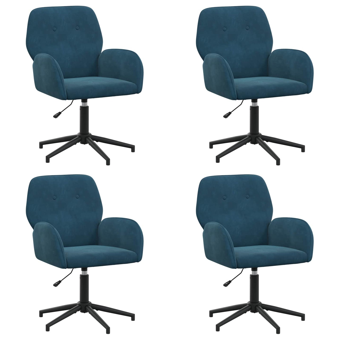 Sedie da scrivania girevoli 4 pz 54 x 55 x 90 cm Blu Velluto | homemem39