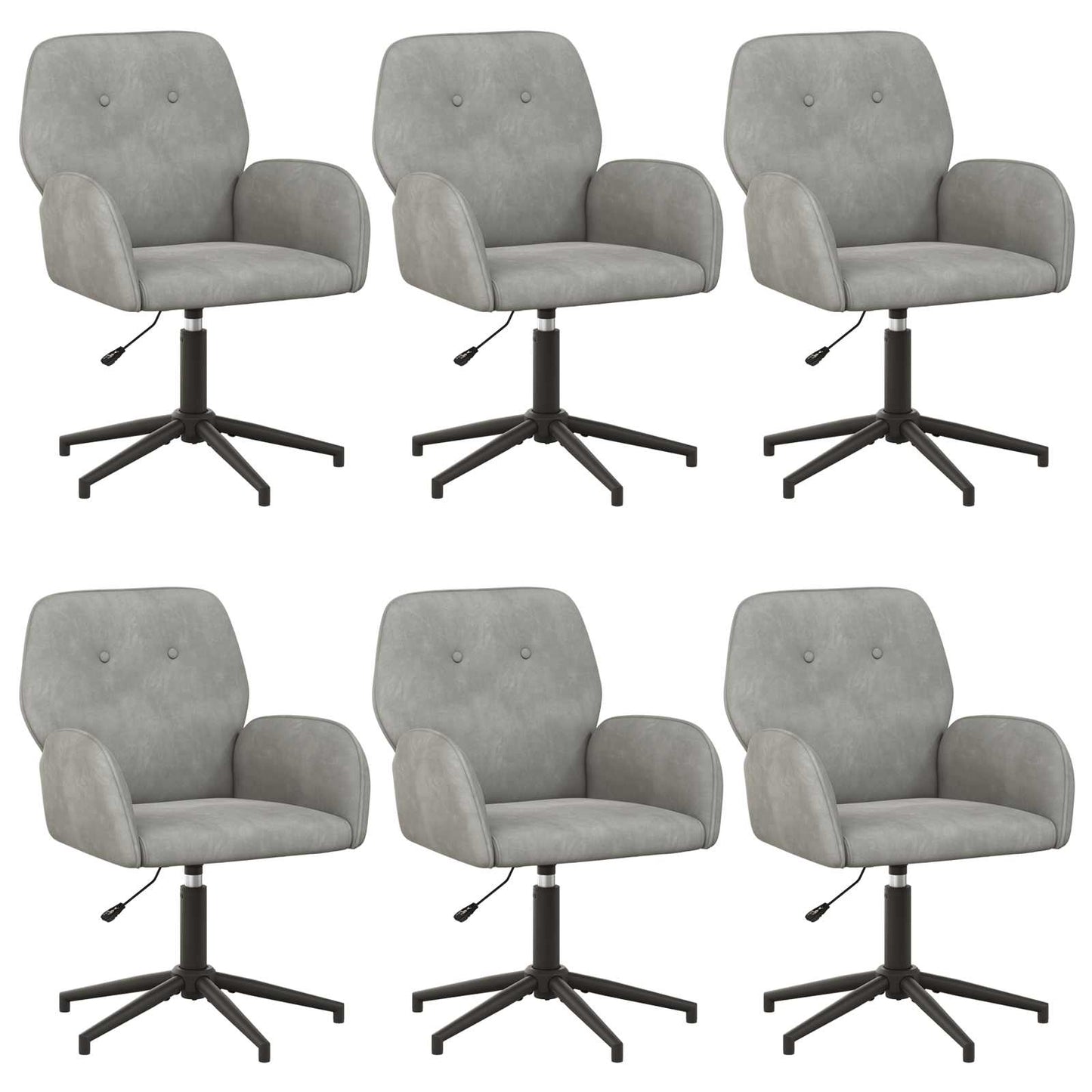Sedie da scrivania girevoli 6 pz 54 x 55 x 90 cm Grigio Chiaro