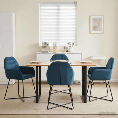 Sedie da pranzo 4 pcs Velluto Blu 55 x 50 x 84 cm | homemem39