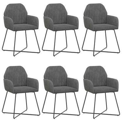 Sedie da pranzo 6 pcs Velluto Grigio Scuro 55 x 50 x 84 cm