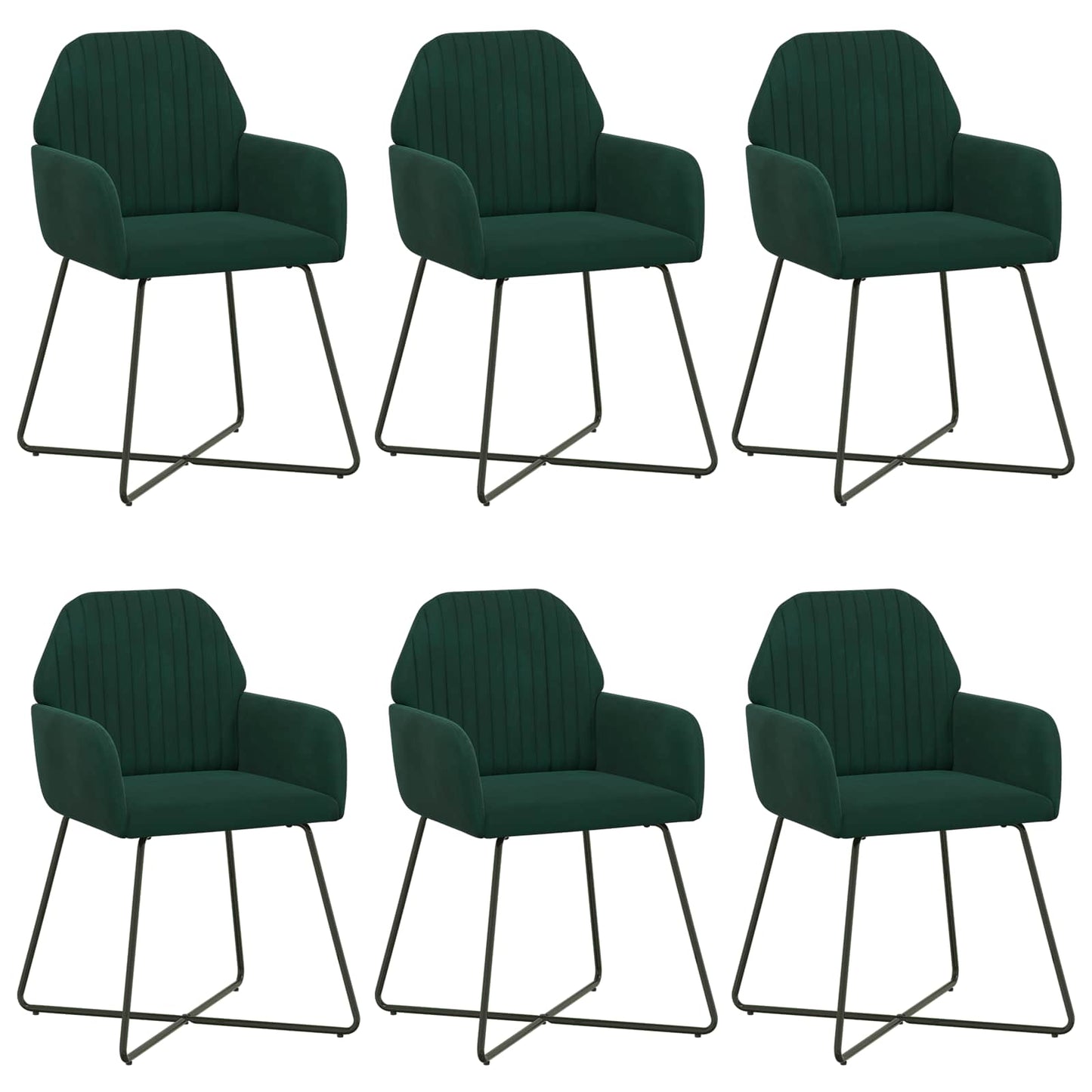 Sedie da pranzo 6 pcs Velluto Verde Scuro 55 x 50 x 84 cm