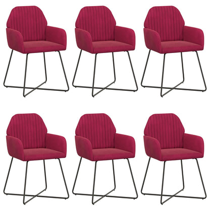 Sedie da pranzo 6 pcs Velluto Rosso Vino 55 x 50 x 84 cm