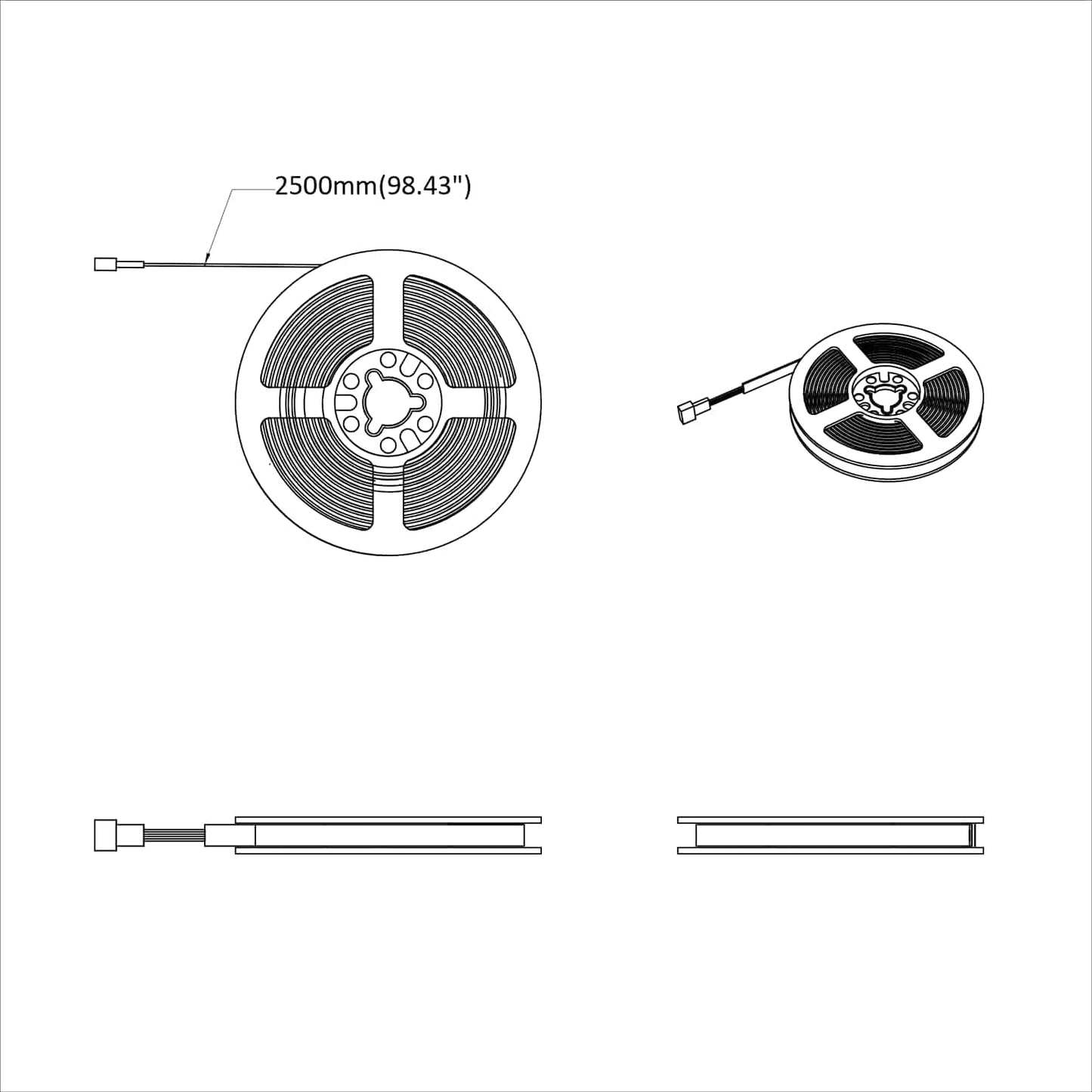 Striscia LED 4 pcs Nero e trasparente 250 cm Rame e plastica
