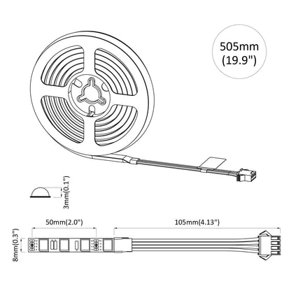 Striscia LED 4 pcs Nero e trasparente 40 x 0,8 x 0,3 cm